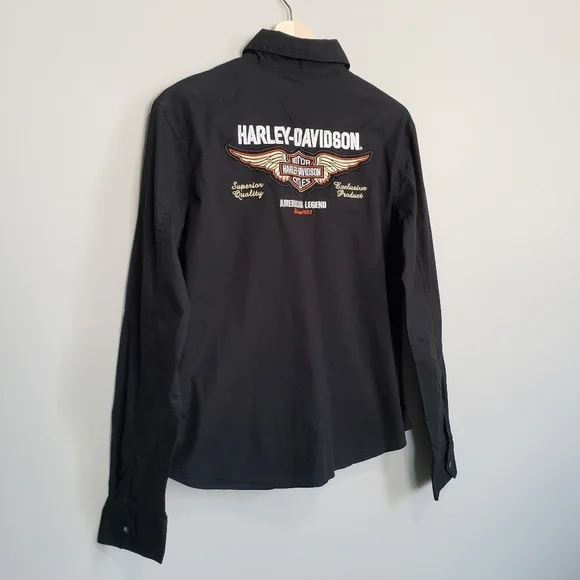 Harley Davidson Fitted Long Sleeve Button Up Top - Picture 7 of 11